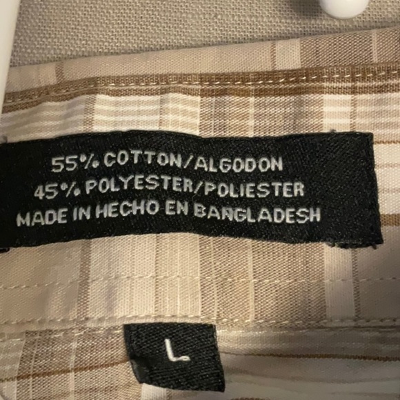 Beverly Hills Polo Club Beige and Brown Plaid Shirt - Picture 3 of 6